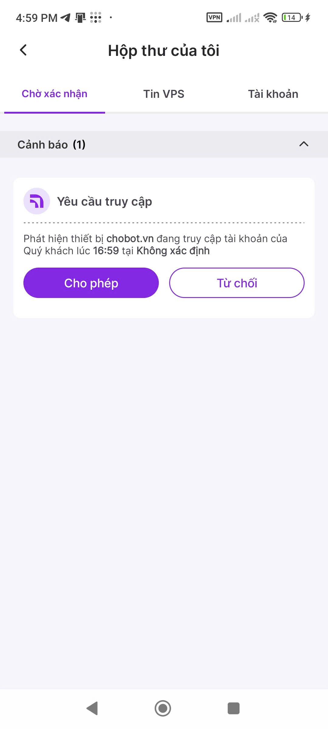 Yêu cầu truy cập thiết bị